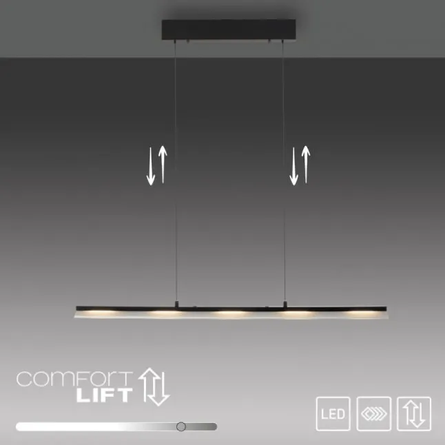 LED Pendelleuchte schwarz Comfor Lift höhenverstellbar dimmbar