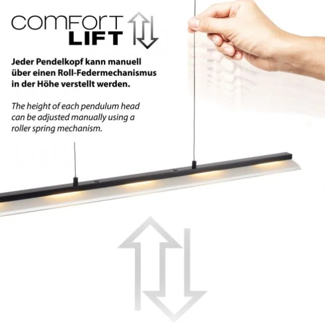 LED Pendelleuchte schwarz Comfor Lift höhenverstellbar dimmbar