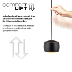 LED Pendelleuchte schwarz 5 flammig höhenverstellbar Esszimmer