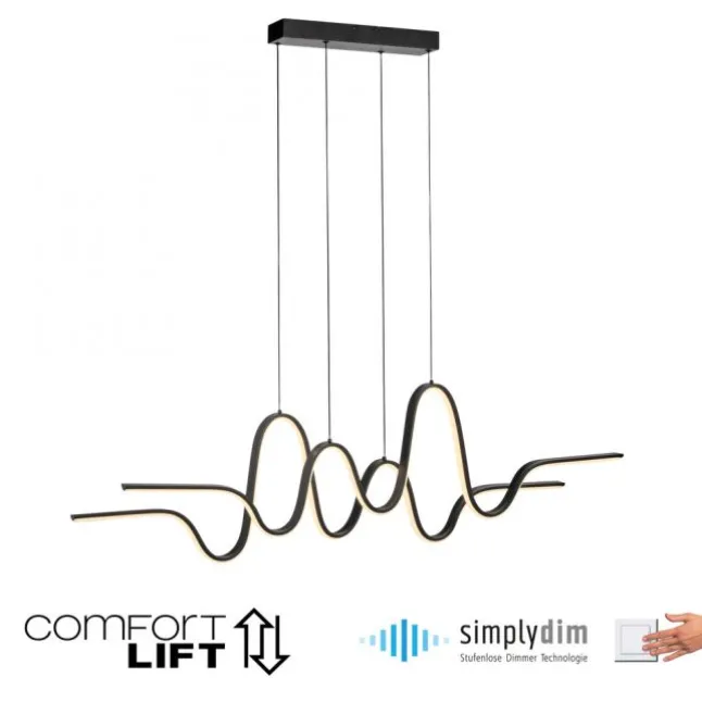 LED Pendelleuchte schwarz höhenverstellbar dimmbar in 3 Stufen