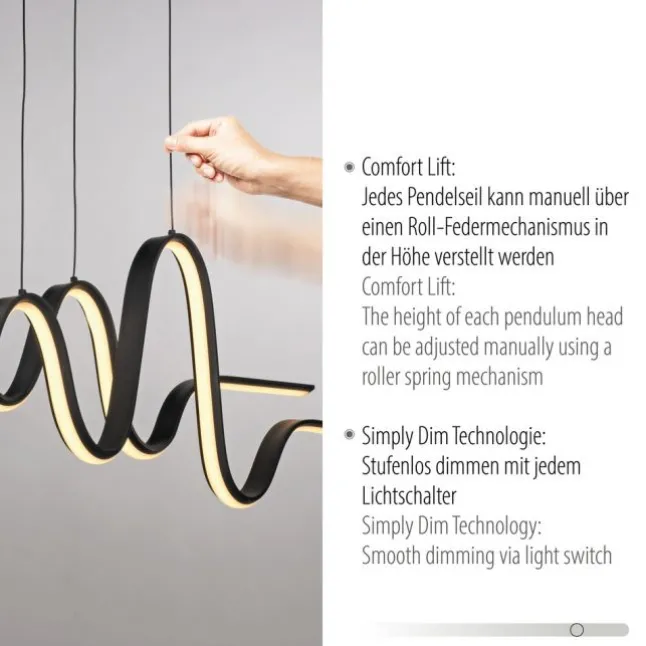 LED Pendelleuchte schwarz höhenverstellbar dimmbar in 3 Stufen