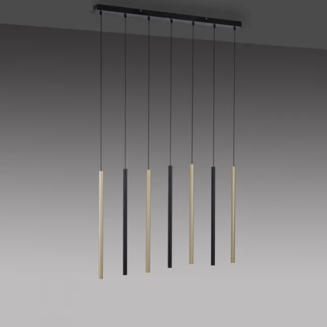 LED Pendelleuchte schwarz messing matt 7 flammig dimmbar Memoryfunktion