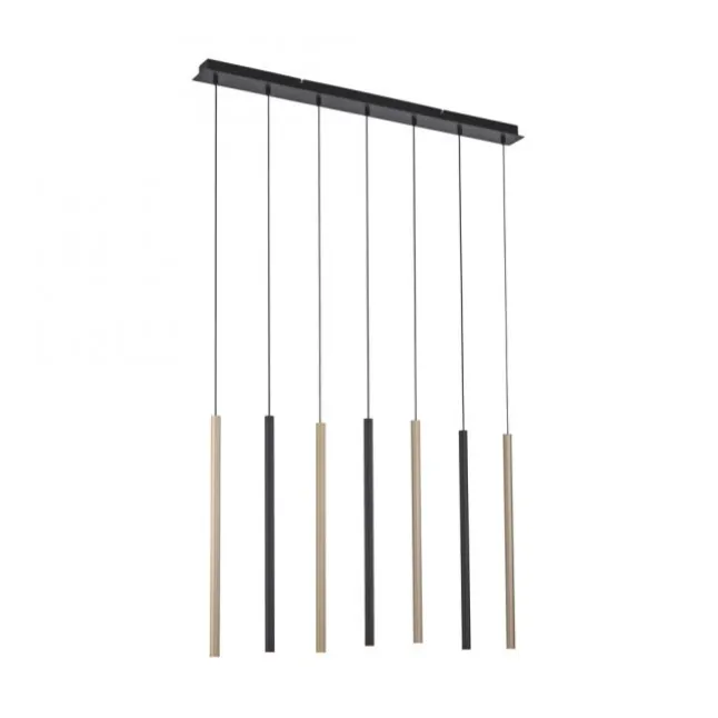 LED Pendelleuchte schwarz messing matt 7 flammig dimmbar Memoryfunktion