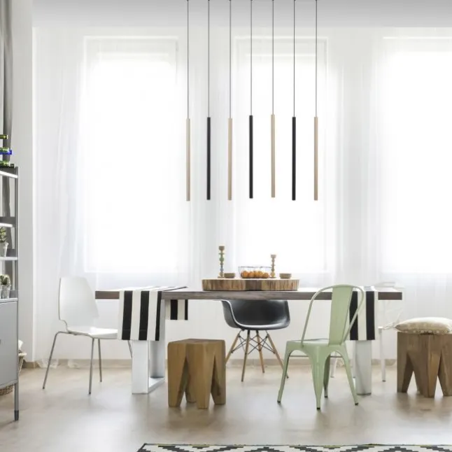 LED Pendelleuchte schwarz messing matt 7 flammig dimmbar Memoryfunktion