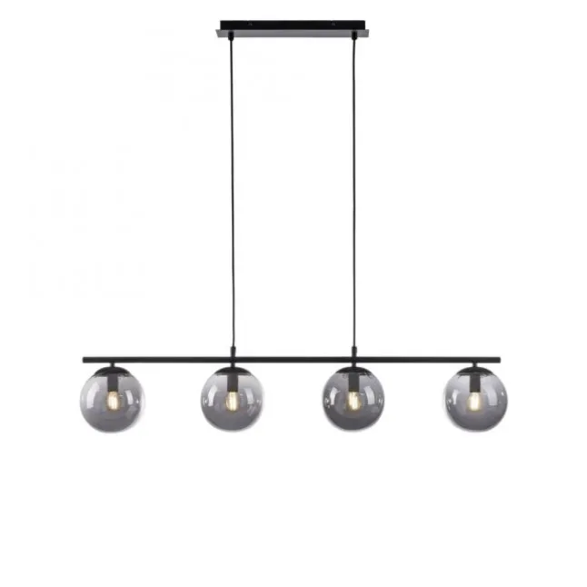 LED Pendelleuchte, schwarz, schlicht, zeitlos, 4 flammige Deckenlampe