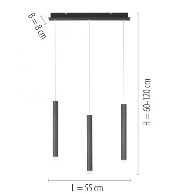LED-Pendelleuchte, schwarz , warmweiß, Innenleuchte, 3-flammig