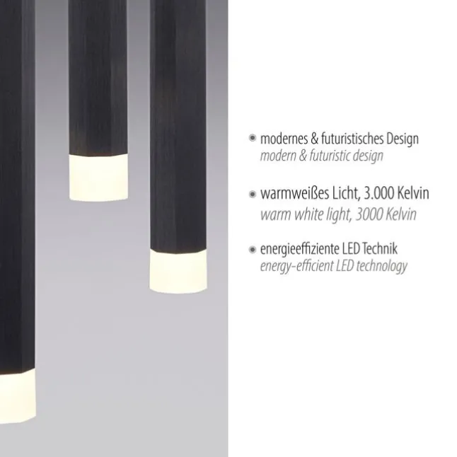 LED-Pendelleuchte, schwarz , warmweiß, Innenleuchte, 3-flammig