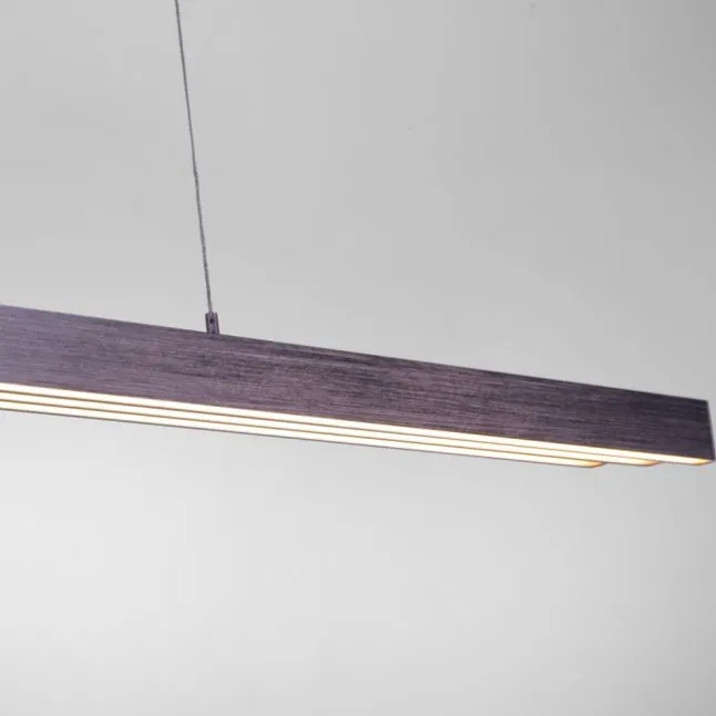 LED Pendelleuchte, sepiabraun, lineares Design, höhenverstellbar, modern