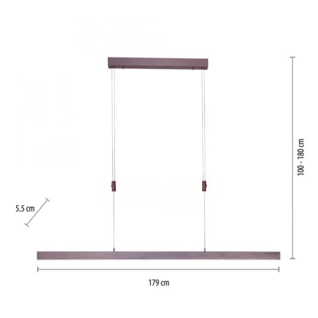 LED Pendelleuchte, sepiabraun, lineares Design, höhenverstellbar, modern