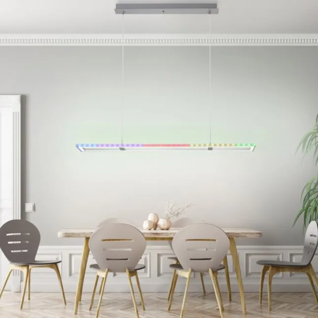 LED Pendelleuchte silberfarbig dimmbar Rainbow RGB Memorfunktion Esszimmer