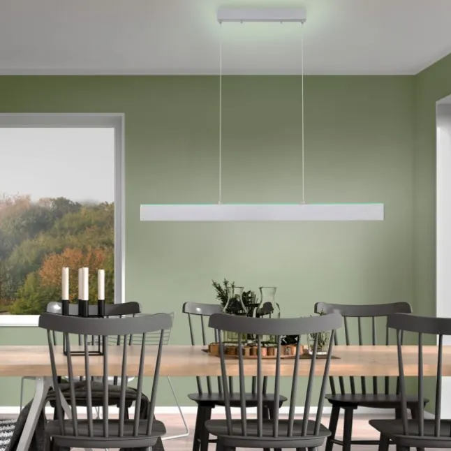 LED Pendelleuchte silber, Fernbedienung, Tuya App smarthome