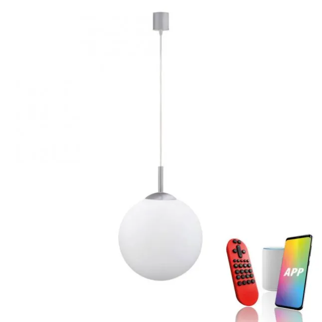 LED Pendelleuchte Smarthome D=25 silber dimmbar App Fernbedienung