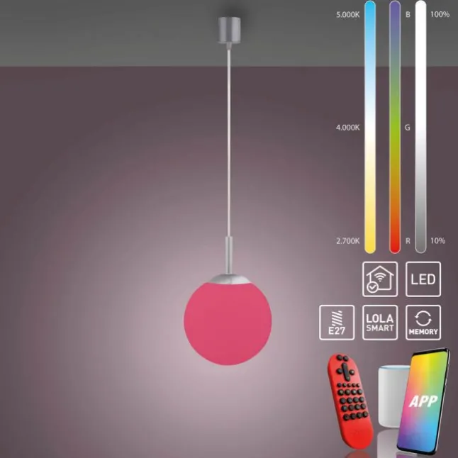 LED Pendelleuchte Smarthome D=20 silber dimmbar App Fernbedienung