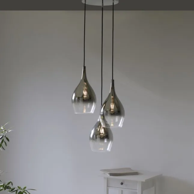 LED Pendelleuchte tropfenförmig verchromt edles Design 3 flammig Esszimmer