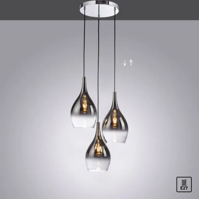 LED Pendelleuchte tropfenförmig verchromt edles Design 3 flammig Esszimmer
