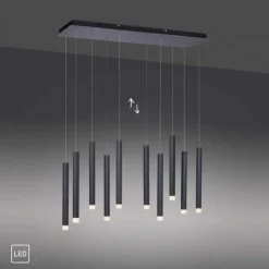 LED-Pendelleuchte, Wohnzimmer, schwarz, Innenleuchte, 10-flammig