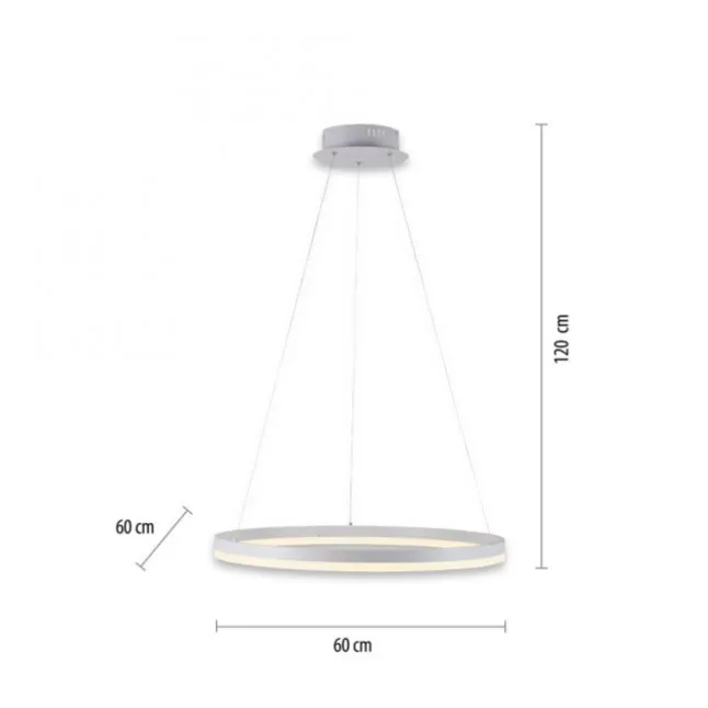 LED Pendelleuchte 60x60 weiss rund dimmbar Memoryfunktion modern