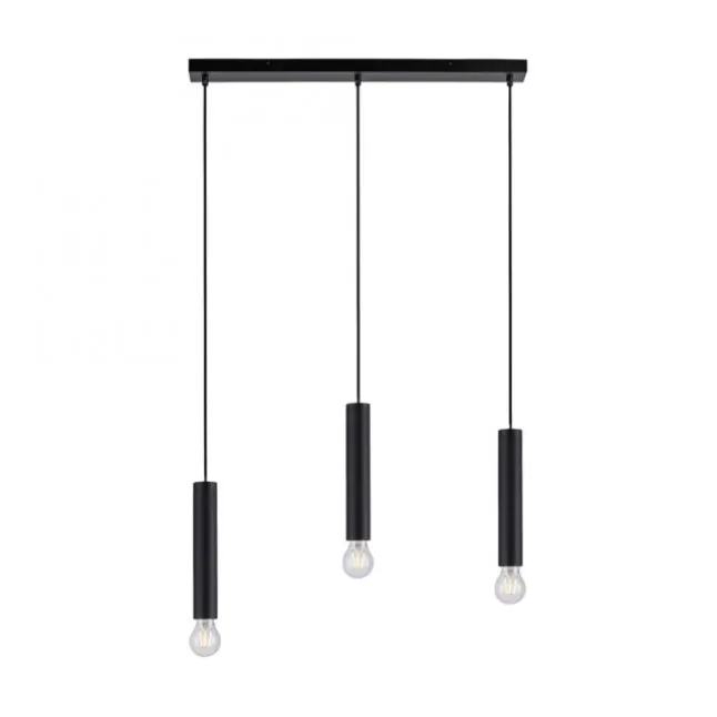 LED Pendelleuchte zeitlos schlicht schwarz Innenleuchte 3 flammige Pendellampe