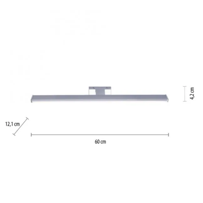 LED Spiegelleuchte 60x12,1cm chromfarbig glänzend schmal Badezimmerlampe