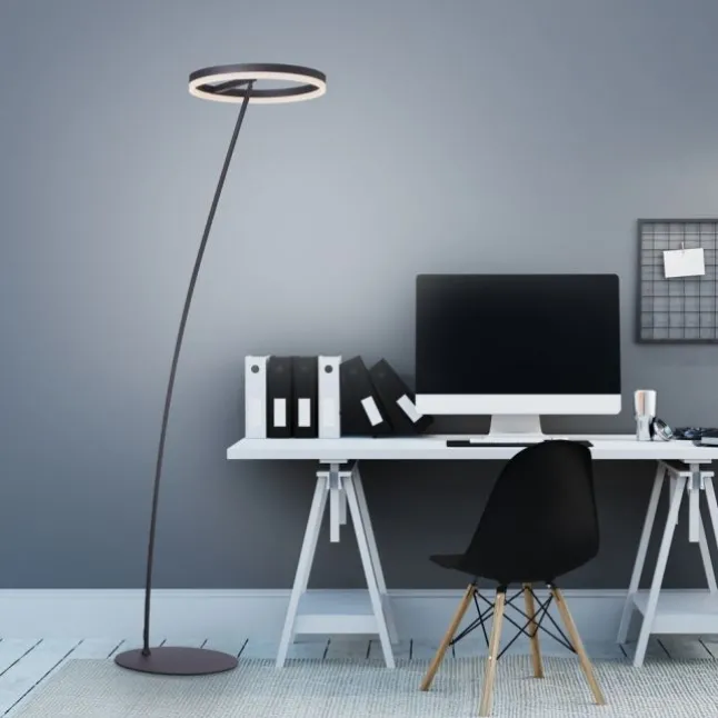 LED Stehlampe anthrazit farbig schwenkbar dimmbar Lichtring warmweiß Licht