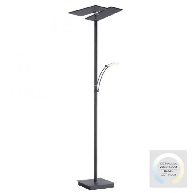 LED Stehlampe anthrazit farbig schwenkbar dimmbar Lesearm CCT Memory