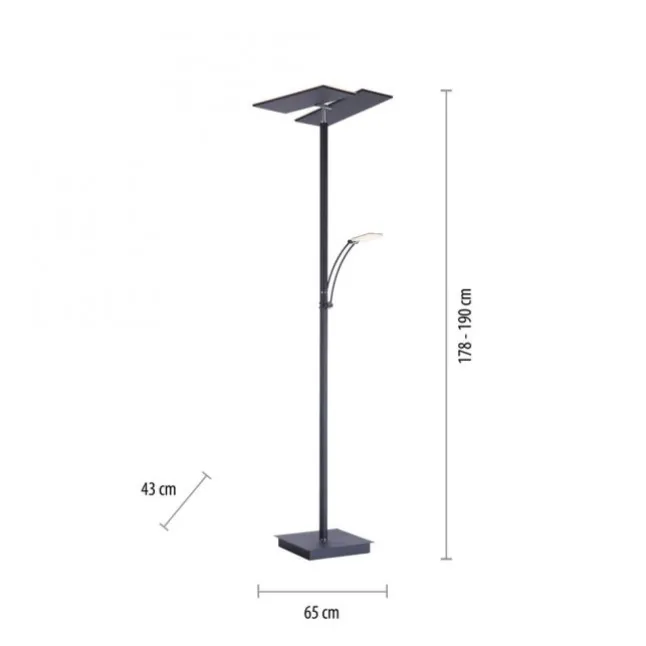 LED Stehlampe anthrazit farbig schwenkbar dimmbar Lesearm CCT Memory