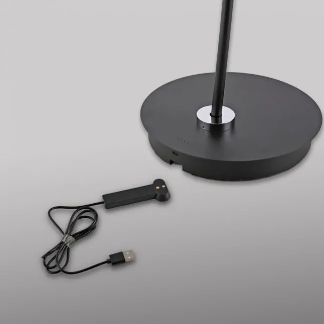 LED Stehleuchte AKKU BENTE, schwarz, Akkuleuchte, aufladbar, dimmbar,