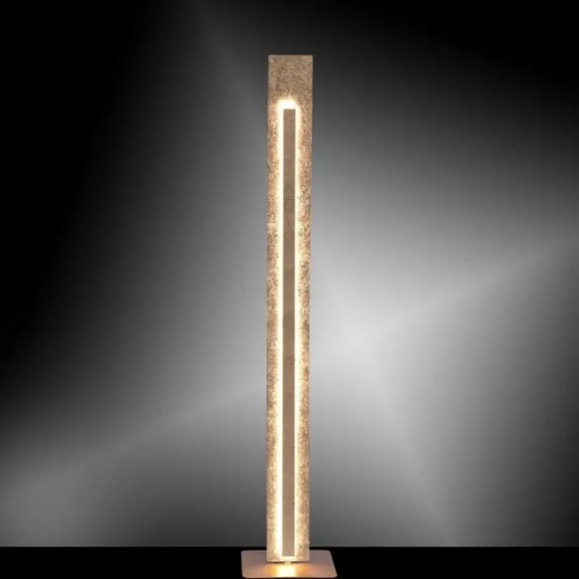 LED-Stehleuchte, Blattgoldoptik, warmweiße Lichtfarbe, blendfrei, modern