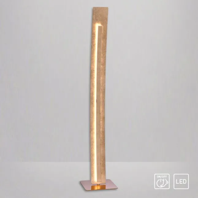 LED-Stehleuchte, Blattgoldoptik, warmweiße Lichtfarbe, blendfrei, modern