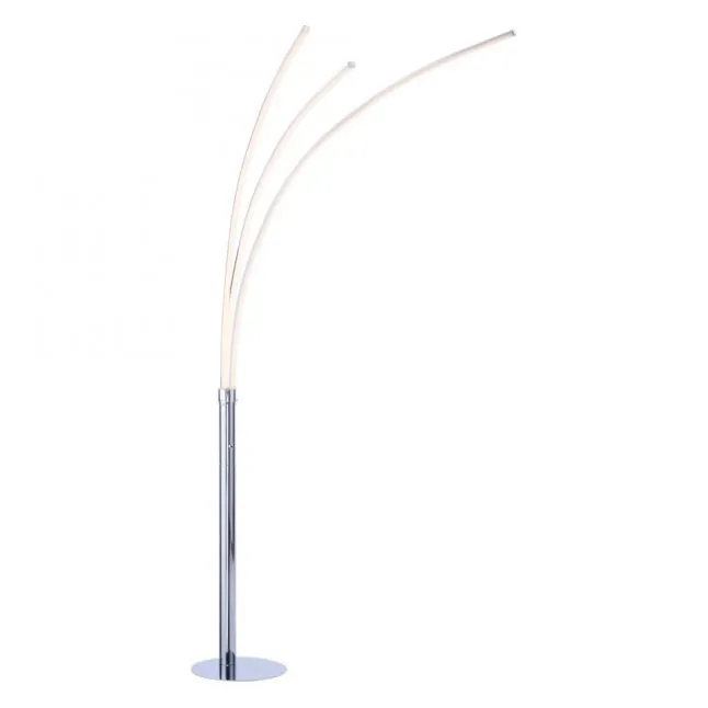 LED-Stehleuchte, Chrom, 3 Leuchtarmen, warmweiß, Kippschalter