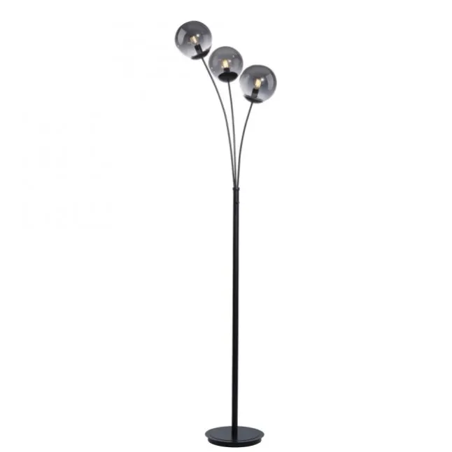 LED Stehleuchte 3 flammig schwarz dekoratives Design Lichtspiel gebogen