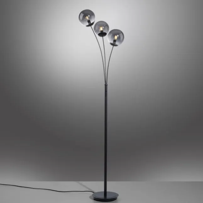 LED Stehleuchte 3 flammig schwarz dekoratives Design Lichtspiel gebogen