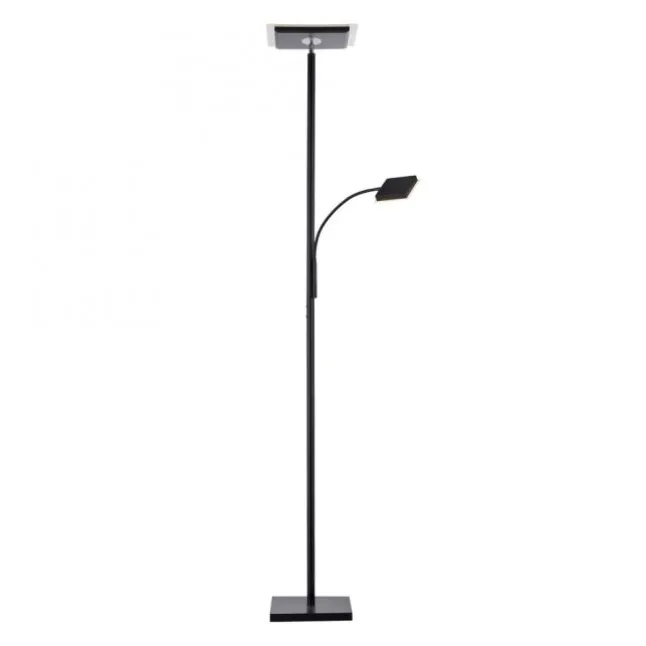 LED-Stehleuchte, schwarz, dimmbar, Lesearm, Deckenfluter
