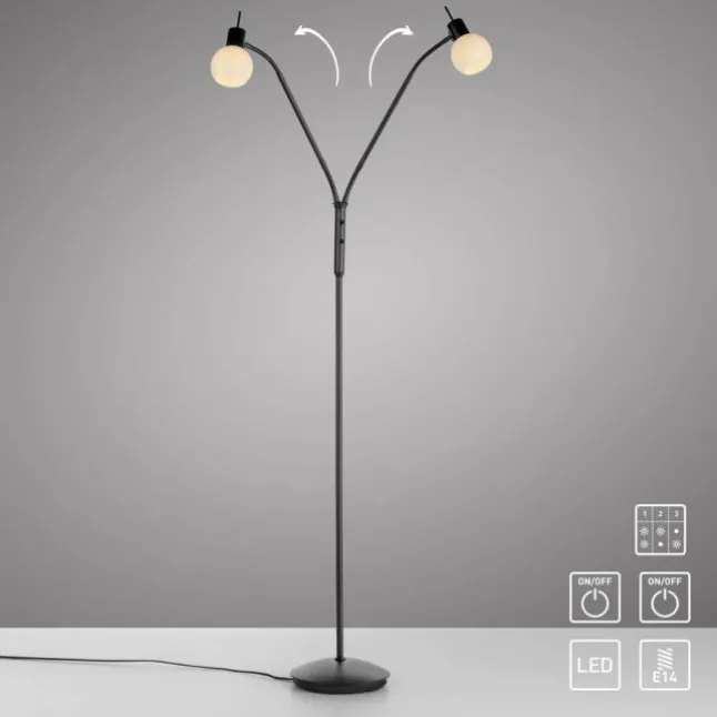 LED Stehleuchte schwarz 2-flammig flexibel verstellbar mit Schalter