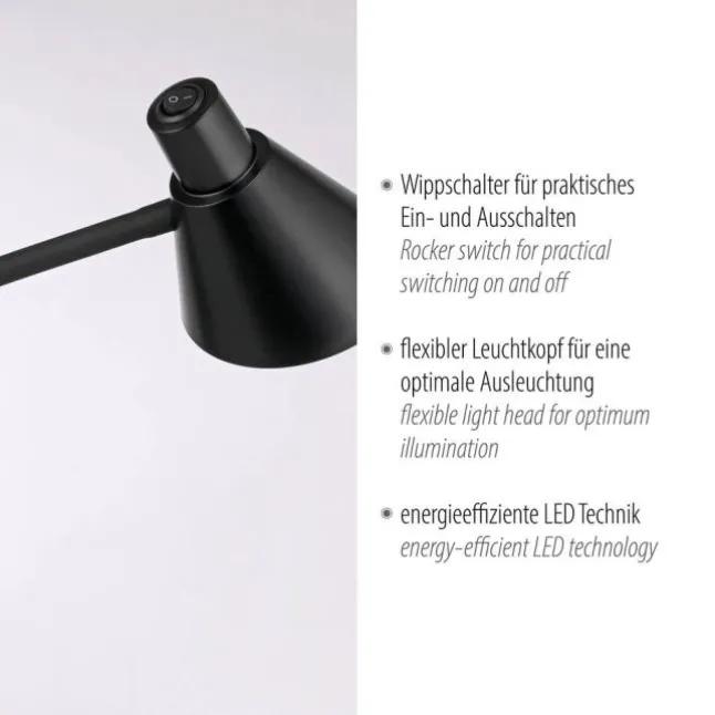 LED Stehleuchte schwarz mit Schalter flexible verstellbar Arbeitsplatzleuchte
