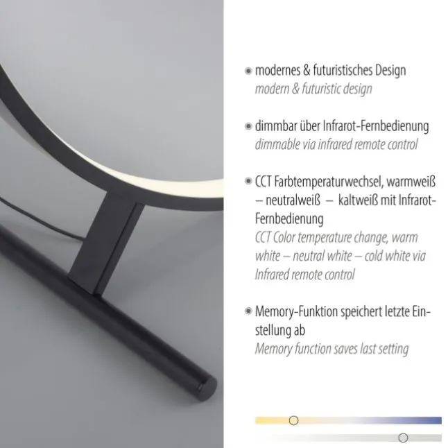 LED Stehleuchte schwarz ring rund dimmbar Fernbedienung CCT