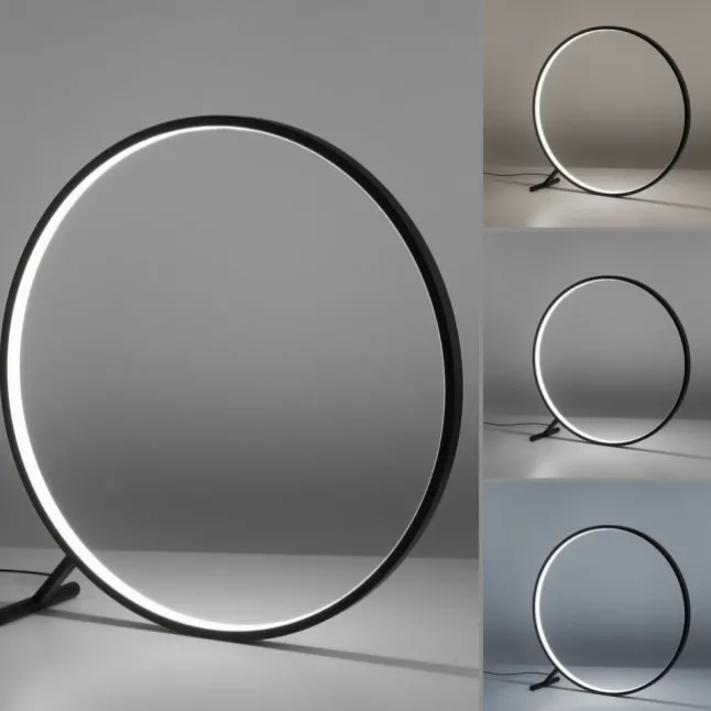 LED Stehleuchte schwarz rund Ringform dimmbar über Fernbedienung CCT