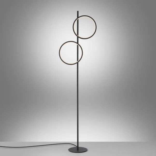 LED Stehleuchte schwarz schlichtes Design Fußschalter warmweiß