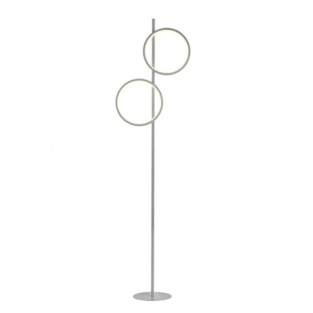 LED Stehleuchte silber schlichtes Design Fußschalter warmweiß