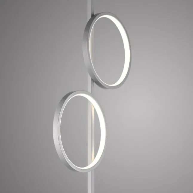 LED Stehleuchte silber schlichtes Design Fußschalter warmweiß