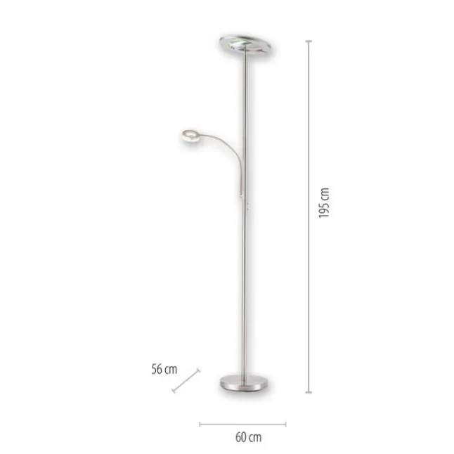 LED-Stehleuchte, stahlfarben, App, Fernbedienung, dimmbar