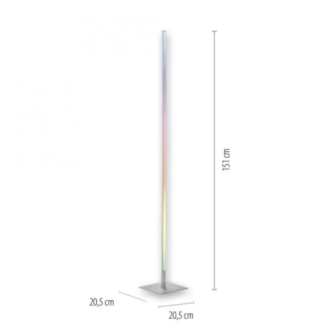 LED Stehleuchte, stahlfarben, RGB, Fernbedienung, dimmbar
