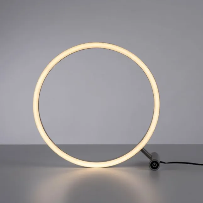 LED Tischlampe aluminium rund Ø30cm Touchdimmer Switchmo warmweiß Licht