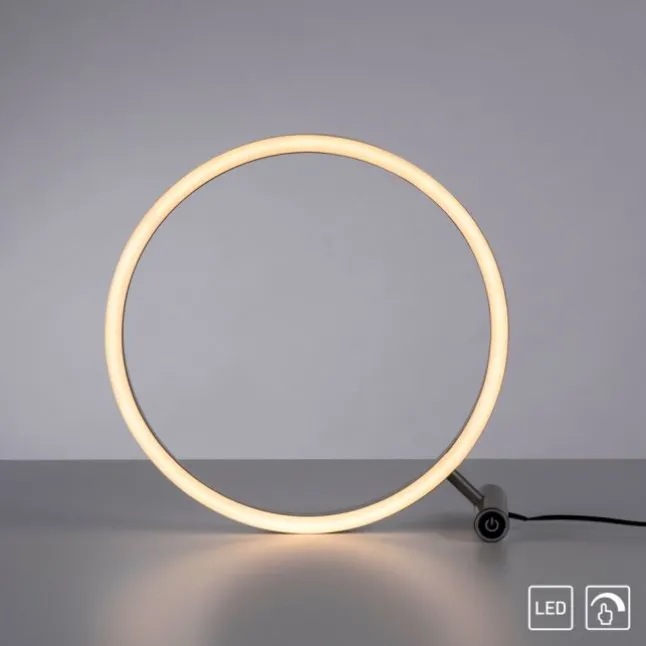 LED Tischlampe aluminium rund Ø30cm Touchdimmer Switchmo warmweiß Licht