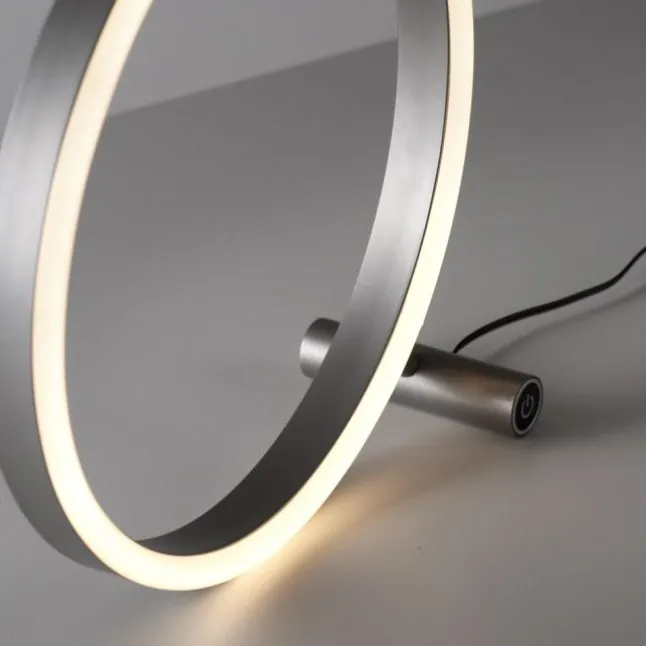 LED Tischlampe aluminium rund Ø30cm Touchdimmer Switchmo warmweiß Licht