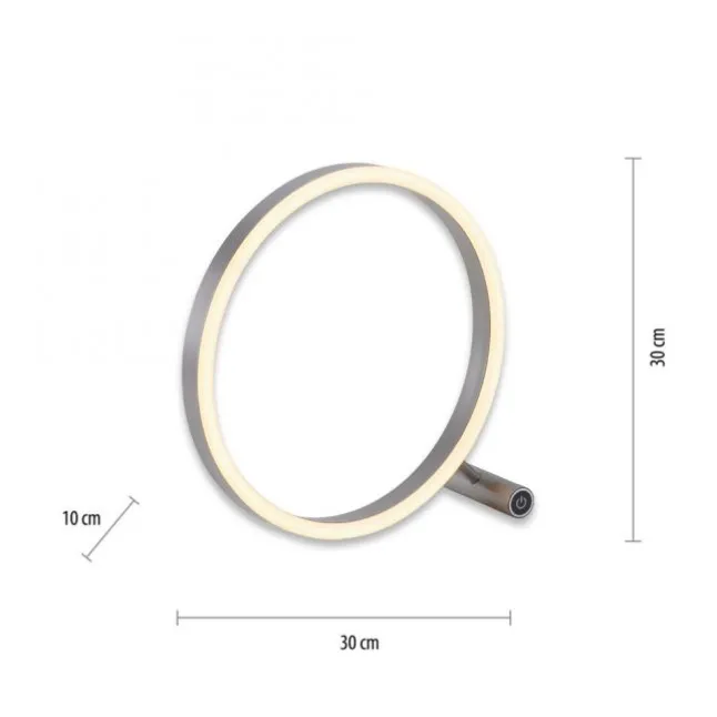 LED Tischlampe aluminium rund Ø30cm Touchdimmer Switchmo warmweiß Licht