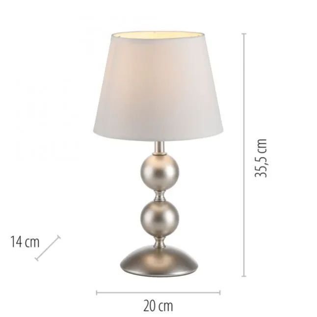 LED Tischleuchte bronze creme weißer Stoffdschirm Schnurschalter
