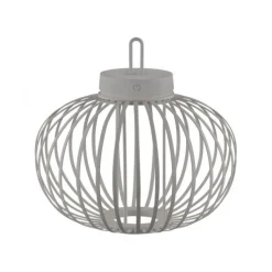 LED Tischleuchte D=36cm greige Akkulampe USB IP44 dimmbar per Touch
