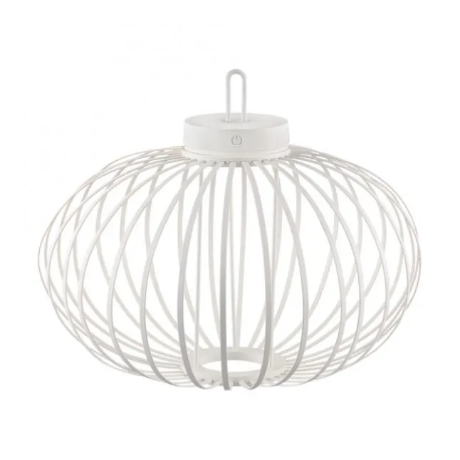LED Tischleuchte D=46cm weiß Akkulampe USB IP44 dimmbar per Touch