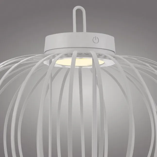 LED Tischleuchte D=46cm weiß Akkulampe USB IP44 dimmbar per Touch